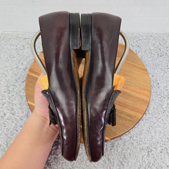 Vtg Salvatore Ferragamo Maroon Ostrich Leg Exotic Tassel Slip On Loafer Mens 9 D - Picture 8 of 15